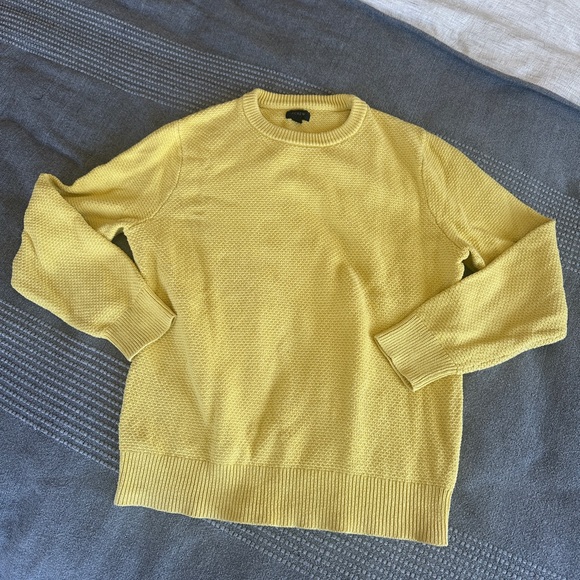 J Crew 100% Cotton Waffle Crewneck Sweater in Butter Yellow - Size S 🧈 - Picture 1 of 9